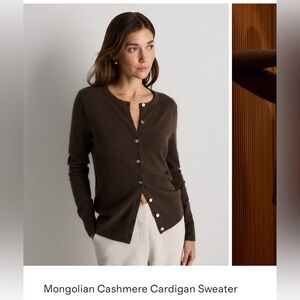 Brown Cashmere Cardigan Sweater